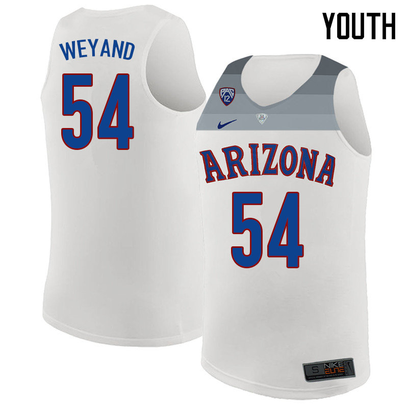 2018 Youth #54 Matt Weyand Arizona Wildcats College Basketball Jerseys Sale-White